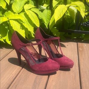 Call It Spring Red Suede Mary Jane Heels